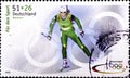 02 08 2020 Divnoe Stavropol Territory Russia the postage stamp Germany 2002 Winter Olympic Games - Salt Lake City, USA Biathlon