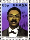 02.11.2020 Divnoe Stavropol Territory Russia the postage stamp Ghana 1980 Famous Ghanaians John Mensah Sarbah Nationalist 1864-