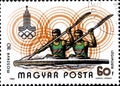 02 08 2020 Divnoe Stavropol Territory Russia postage stamp Hungary 1980 Olympic Games - Moscow, USSR the kayaking two