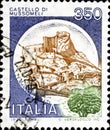 02 10 2020 Divnoe Stavropol Territory Russia the Postage Stamp Italy 1980 Castles Mussomeli Castle Sicily
