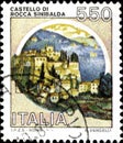 02 10 2020 Divnoe Stavropol Territory Russia the Postage Stamp Italy 1984 Castles Rocca Sinibalda Fortress