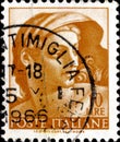 02 11 2020 Divnoe Stavropol Territory Russia the postage stamp Italy 1961 Designs From Sistine Chapel by Michelangelo woman