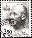 02.11.2020 Divnoe Stavropol Territory Russia the Postage Stamp Norway 1992 King Harald Portrait