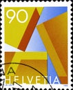 02 11 2020 Divnoe Stavropol Territory Russia the postage stamp Switzerland 1995 First Class Mail stylized letter A Royalty Free Stock Photo