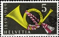02 11 2020 Divnoe Stavropol Territory Russia the postage stamp Switzerland 1949 The 100th Anniversary of the Swiss Post 1849-1949 Royalty Free Stock Photo