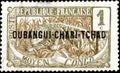 02 09 2020 Divnoe Stavropol Territory Russia postage stamp Ubangi Shari French colony as part of French Equatorial Africa 1915 Royalty Free Stock Photo