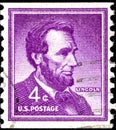 02 11 2020 Divnoe Stavropol Territory Russia the Postage Stamp United States 1954 Abraham Lincoln 1809-1865 , 16th President of