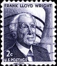 02.09.2020 Divnoe Stavropol Territory Russia the Postage Stamp United States 1966 Prominent Americans - Frank Lloyd Wright 1869- Royalty Free Stock Photo