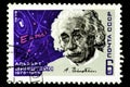 07.24.2019 Divnoe Stavropol Territory Russia Postage stamp USSR 1979 Albert Einstein 1879-1955 portrait with autograph Royalty Free Stock Photo