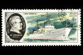 07.24.2019 Divnoe Stavropol Territory Russia postage stamp USSR 1979 Ernst Krenkel a ship and bas-relief ET Krenkel 1903-1971