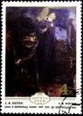 11 14 2019 Divnoe Stavropol Territory Russia postage stamp USSR 1979 A.M. Lopukhov in Petrograd 1953 a painting reproduction