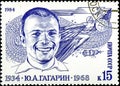 05 20 2020 Divnoe Stavropol Territory Russia postage stamp USSR 1984 The 50th Anniversary of the Birth of Yuri Gagarin 1934-1968