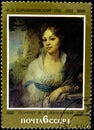 11 14 2019 Divnoe Stavropol Territory Russia postage stamp USSR 1982 V.L. Borovikovsky 1757-1825 a portrait of M.I. Lopukhina 1797 Royalty Free Stock Photo