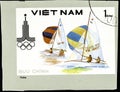12.21.2019 Divnoe Stavropol Territory Russia postage stamp Vietnam 1980 Olympic Games - Moscow, USSR a sailing regatta