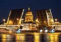 Divorce Annunciation bridge, overlooking St. Isaac`s Cathedral during the white nights. St. Petersburg Royalty Free Stock Photo