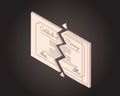 Divorce with broken marriage certificate that split into half Royalty Free Stock Photo