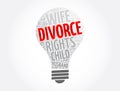 Divorce bulb word cloud collage, law concept background Royalty Free Stock Photo