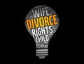 Divorce bulb word cloud collage, law concept background Royalty Free Stock Photo