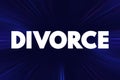 Divorce - canceling or reorganizing of the legal duties and responsibilities of marriage, text concept background