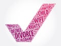 Divorce check mark word cloud collage, concept background Royalty Free Stock Photo