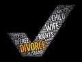 Divorce check mark word cloud collage, concept background Royalty Free Stock Photo