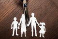 Divorce and child custody scissors cutting family apart