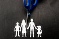 Divorce and child custody scissors cutting family apart