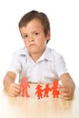 Divorce concept with sad kid-focus on hands Royalty Free Stock Photo