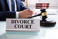 Divorce Court Name Plate On Desk In Courtroom Royalty Free Stock Photo