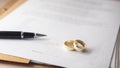 Divorce decree form with ring Royalty Free Stock Photo
