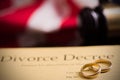 Divorce decree and gavel Royalty Free Stock Photo