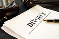 Divorce documents in a court. Separation and alimony. Royalty Free Stock Photo