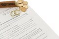 Divorce Form With Open Roll Of Pennies Royalty Free Stock Photo