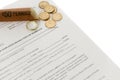 Divorce Form With Open Roll of Pennies Royalty Free Stock Photo