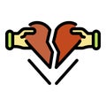 Divorce heartbrake icon color outline vector Royalty Free Stock Photo