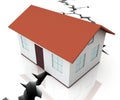 Divorce House Split Icon Depicts Legal Sharing Of Property After Divorcing - 3d Illustration