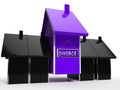 Divorce House Split Icon Depicts Legal Sharing Of Property After Divorcing - 3d Illustration