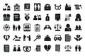 Divorce icons set, simple style