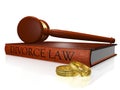 Divorce Law Book Gavel and Wedding Bands Royalty Free Stock Photo