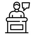 Divorce lawyer speech icon, outline style