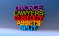 divorce lawyers custody assets split on blue