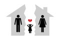 Divorce man woman and child brocken house