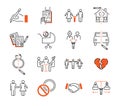 Divorce mediation outline icon collection vector illustration set.