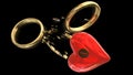 divorce rings breaking love red heart padlock locked in piecies - 3d rendering