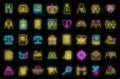 Divorce separation icons set vector neon