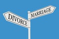 Divorce versus Marriage messages, conceptual image decision change Royalty Free Stock Photo