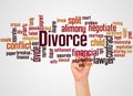 Divorce word cloud and hand with marker concept Royalty Free Stock Photo