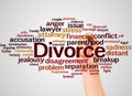 Divorce word cloud and hand with marker concept Royalty Free Stock Photo