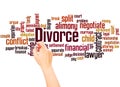 Divorce word cloud and hand writing concept