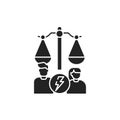 Divorse glyph black icon. Judiciary concept. Family law. Sign for web page, mobile app, button, logo. Vector isolated